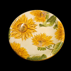 WCL Sunflower Salad Plate 8.5" Hand Painted Style Yellow Green Floral China